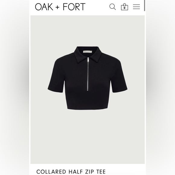 OAK + FORT Tops - Oak and Fort Collared Half Zip Tee